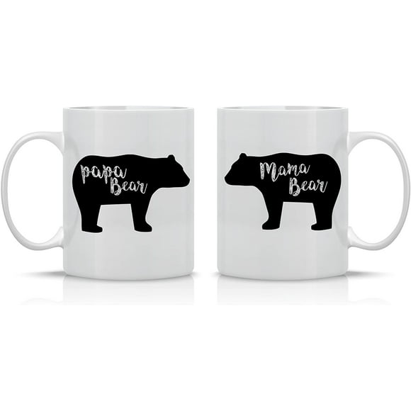 Mama Papa Bear Mugs Gift Set Of Two Extra Large 15 Oz Ceramic Coffee Cups Present New Parents 